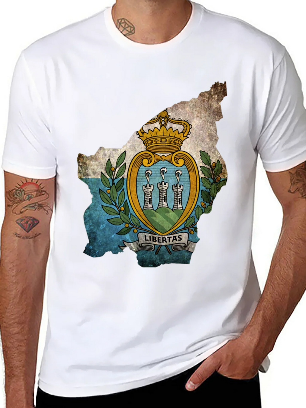 San Marino Flag Map T-Shirt - Black product image 10