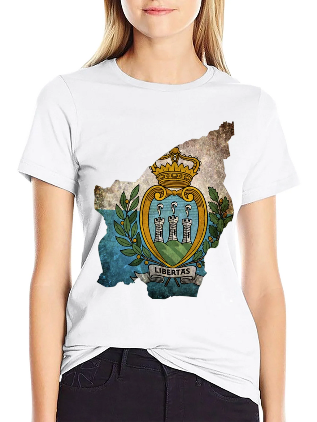 San Marino Flag Map T-Shirt - Black product image 11