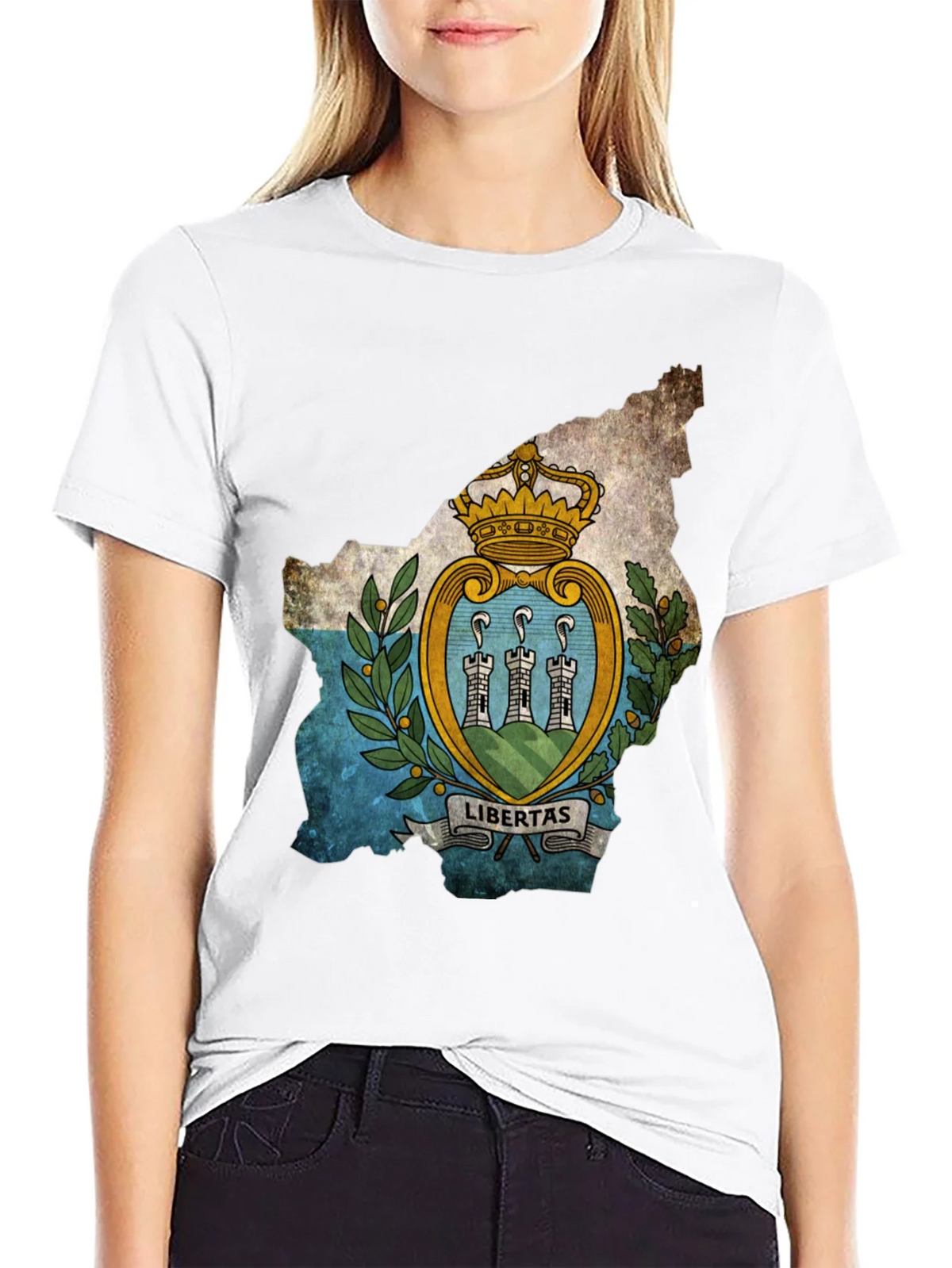 San Marino Flag Map T-Shirt - Black product image 11