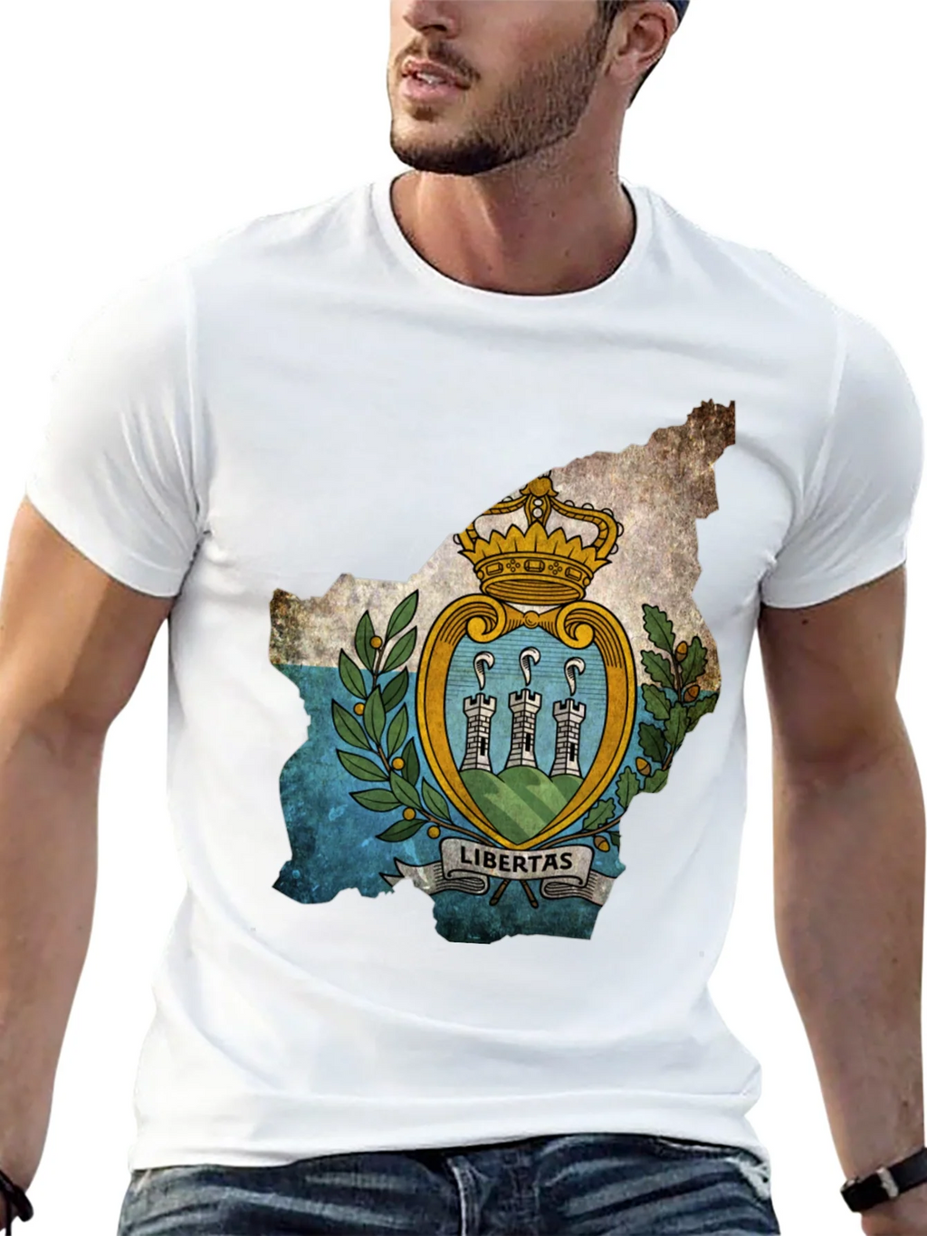 San Marino Flag Map T-Shirt - Black product image 4