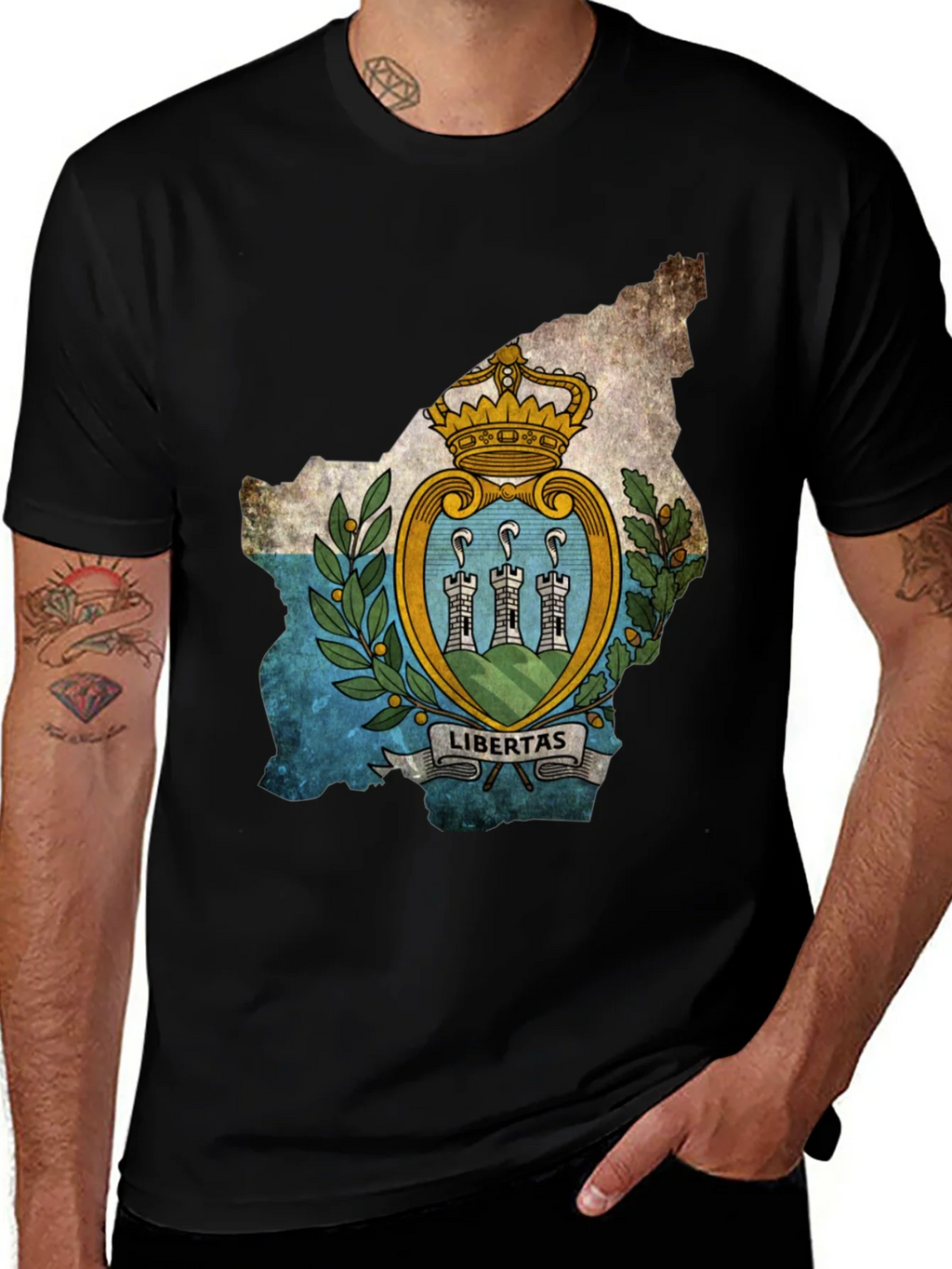 San Marino Flag Map T-Shirt - Black product image 1
