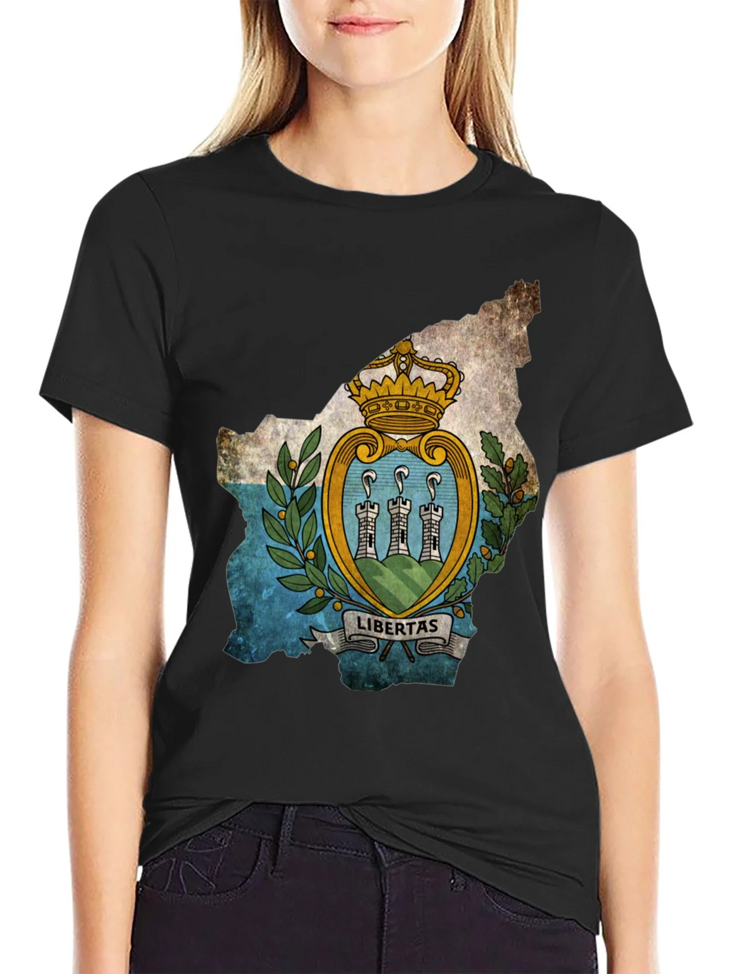 San Marino Flag Map T-Shirt - Black product image 5