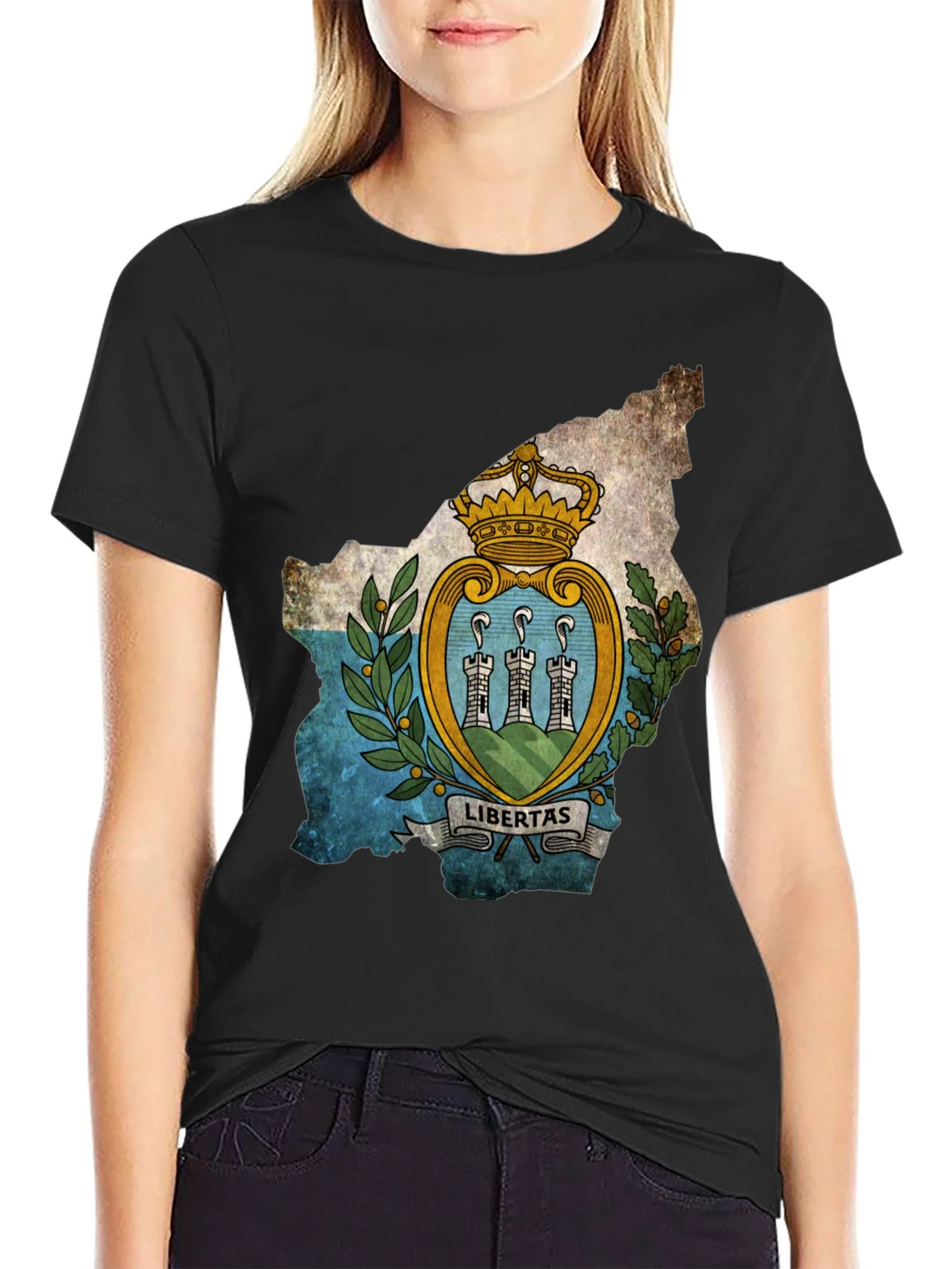 San Marino Flag Map T-Shirt - Black product image 5