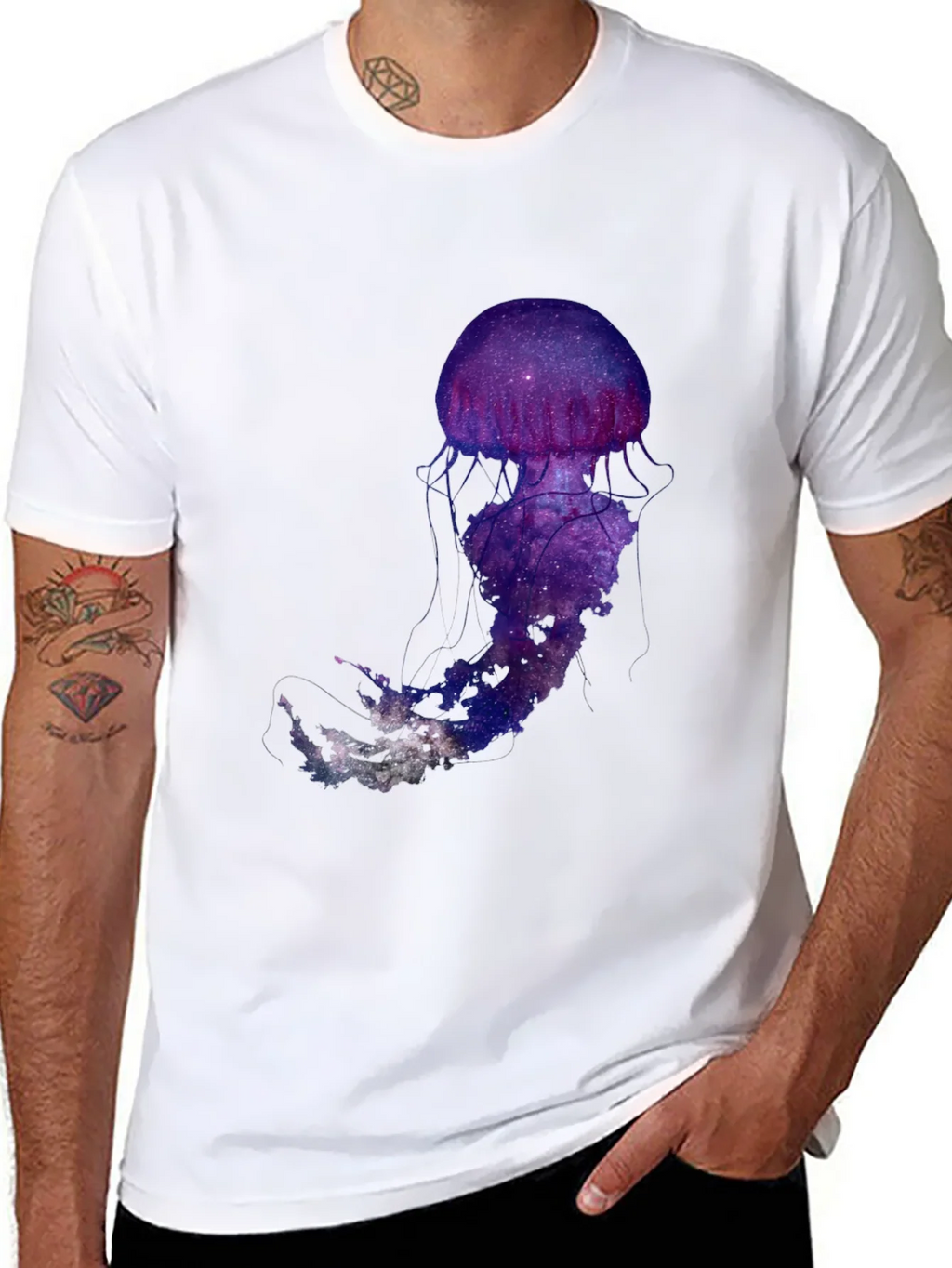 Galaxy Jellyfish Graphic T-Shirt - Black Cotton Blend product image 10