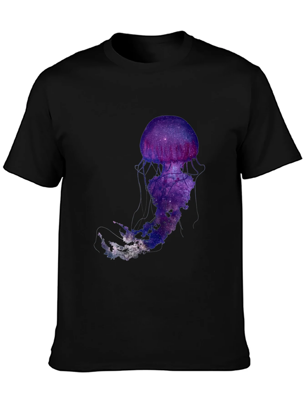 Galaxy Jellyfish Graphic T-Shirt - Black Cotton Blend product image 6