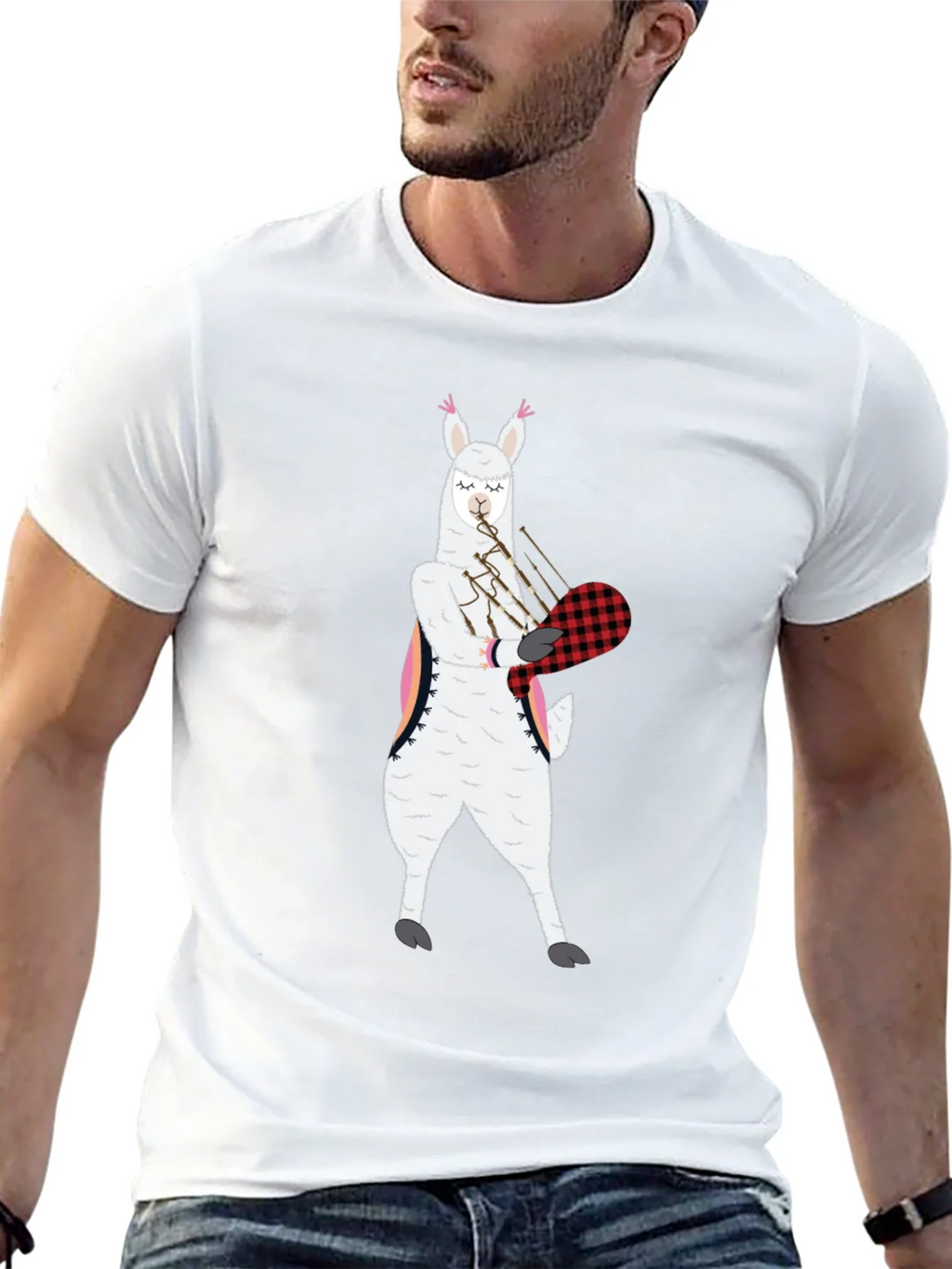 Llama Bagpipe T-Shirt Funny Graphic Tee product image 4