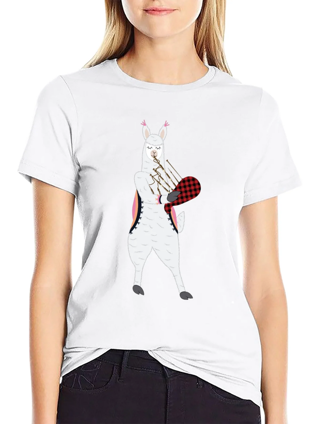 Llama Bagpipe T-Shirt Funny Graphic Tee product image 11