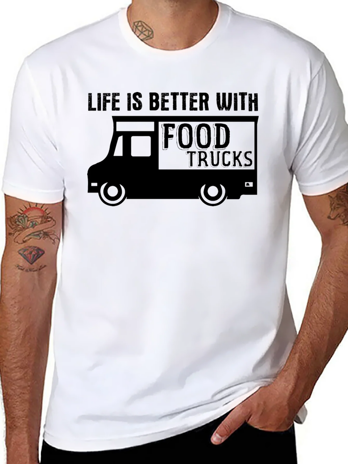 Life is Better With Food Trucks Black T-Shirt product image 2