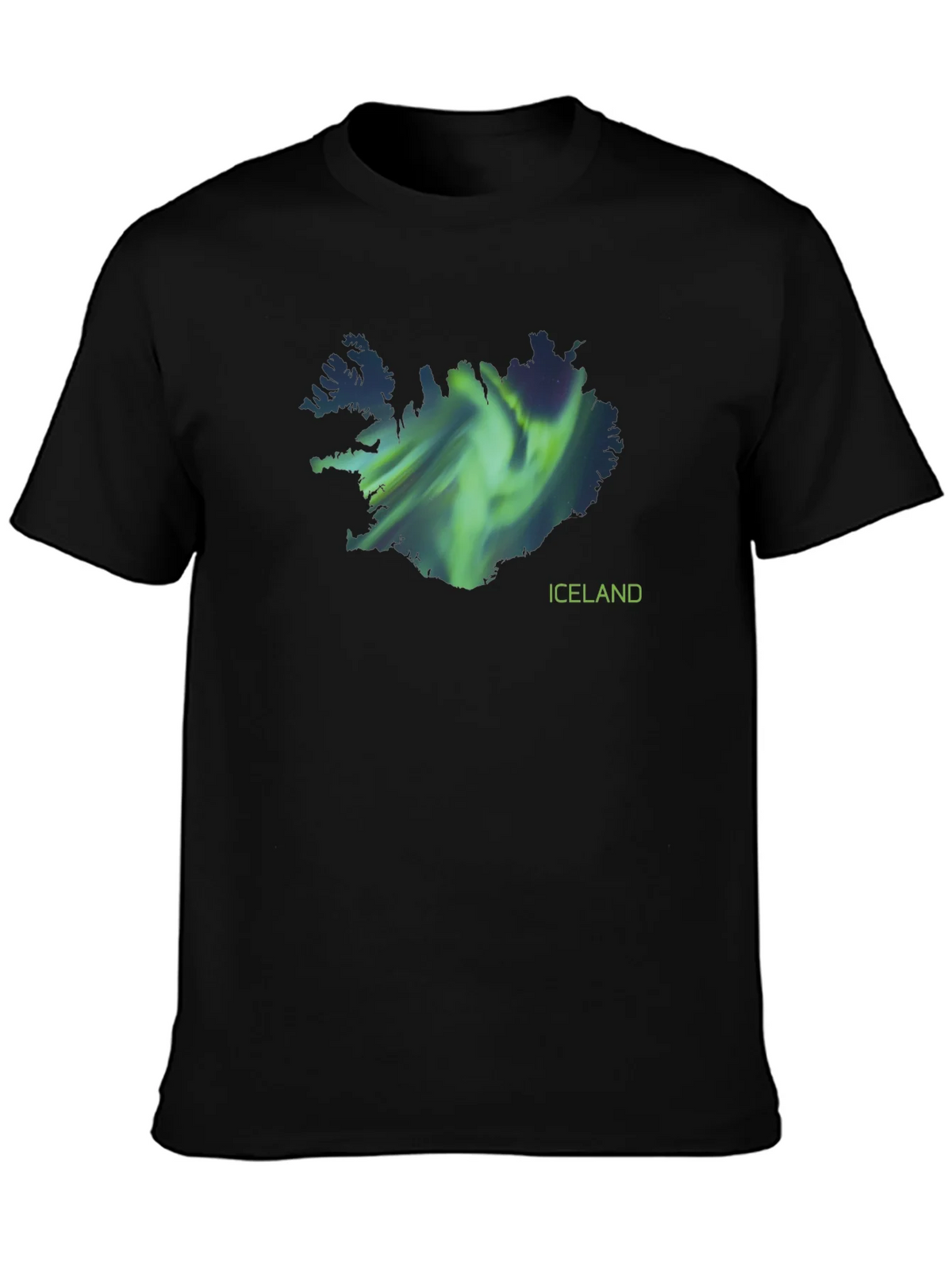 Iceland Aurora Borealis Map Black T-Shirt product image 6