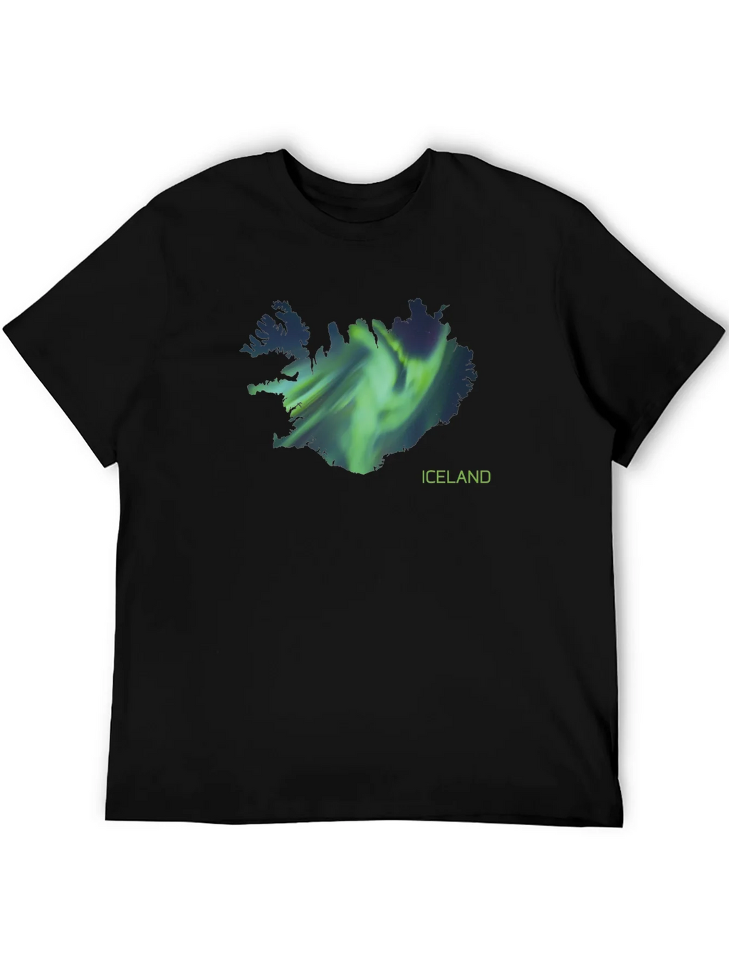 Iceland Aurora Borealis Map Black T-Shirt product image 8