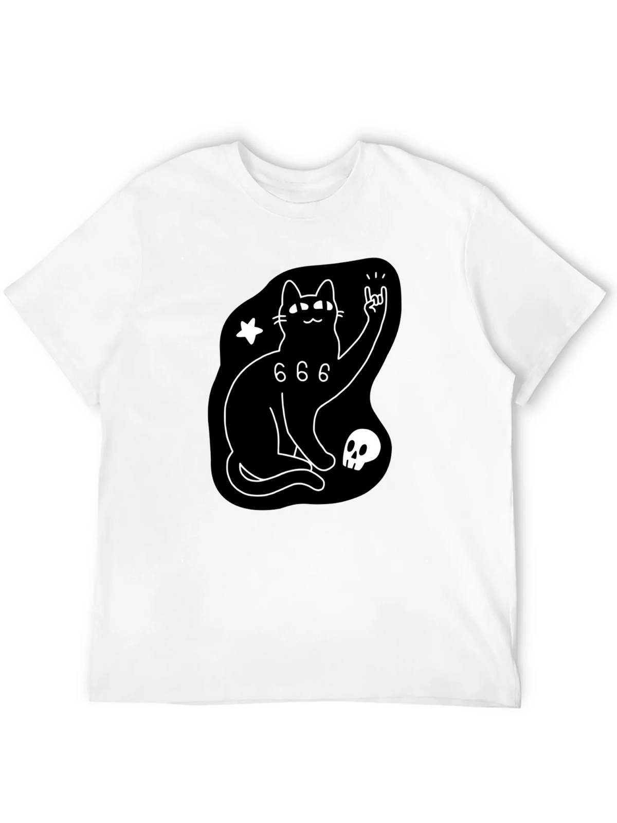 Black Cat 666 Graphic T-Shirt - Rock On! product image 3