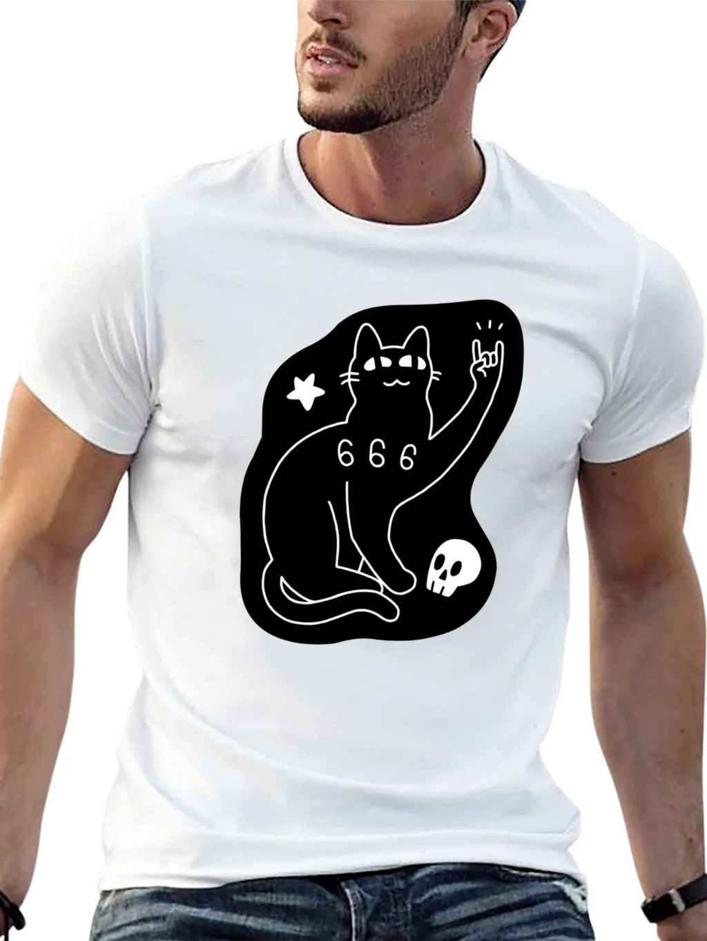 Black Cat 666 Graphic T-Shirt - Rock On! product image 4