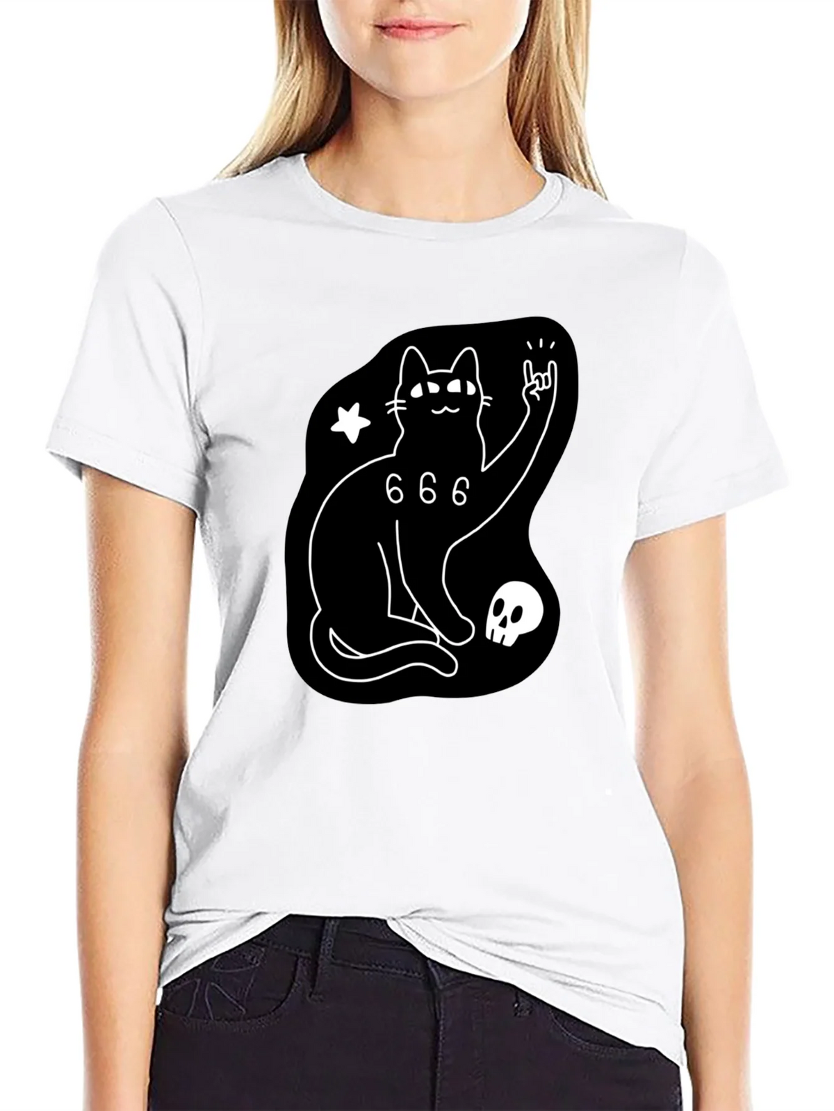 Black Cat 666 Graphic T-Shirt - Rock On! product image 11