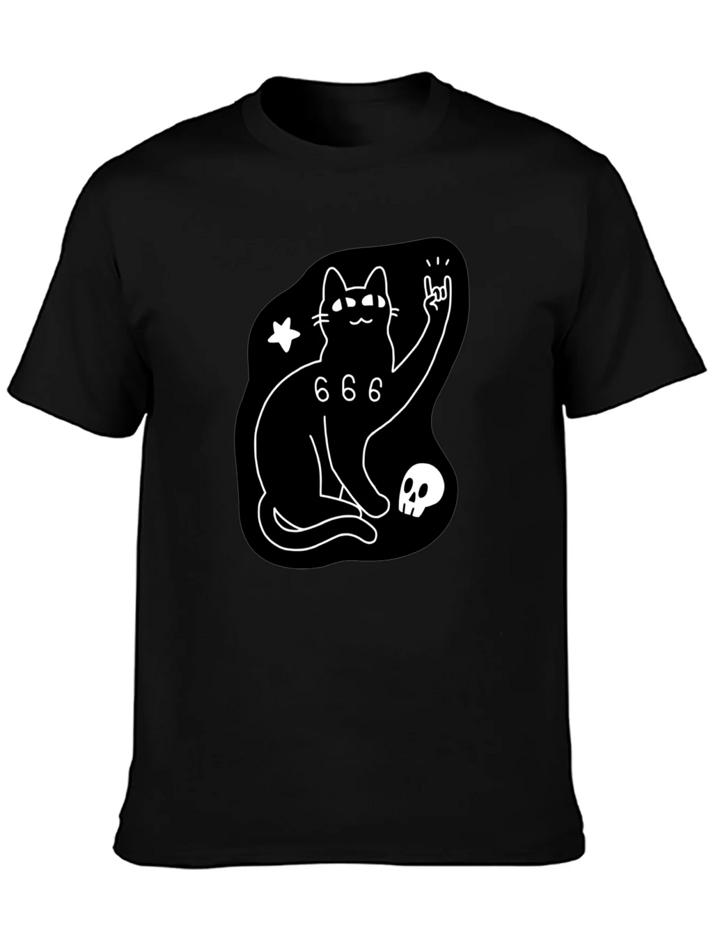 Black Cat 666 Graphic T-Shirt - Rock On! product image 6