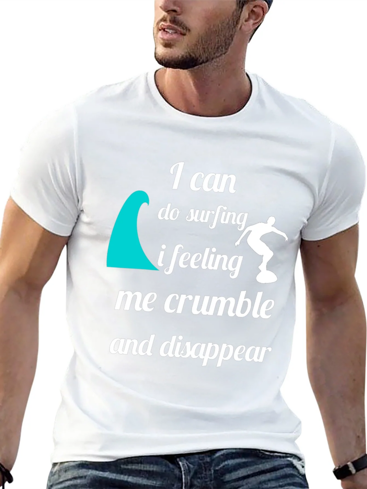 Surfing Quote Graphic T-Shirt - Black Crew Neck Tee product image 4
