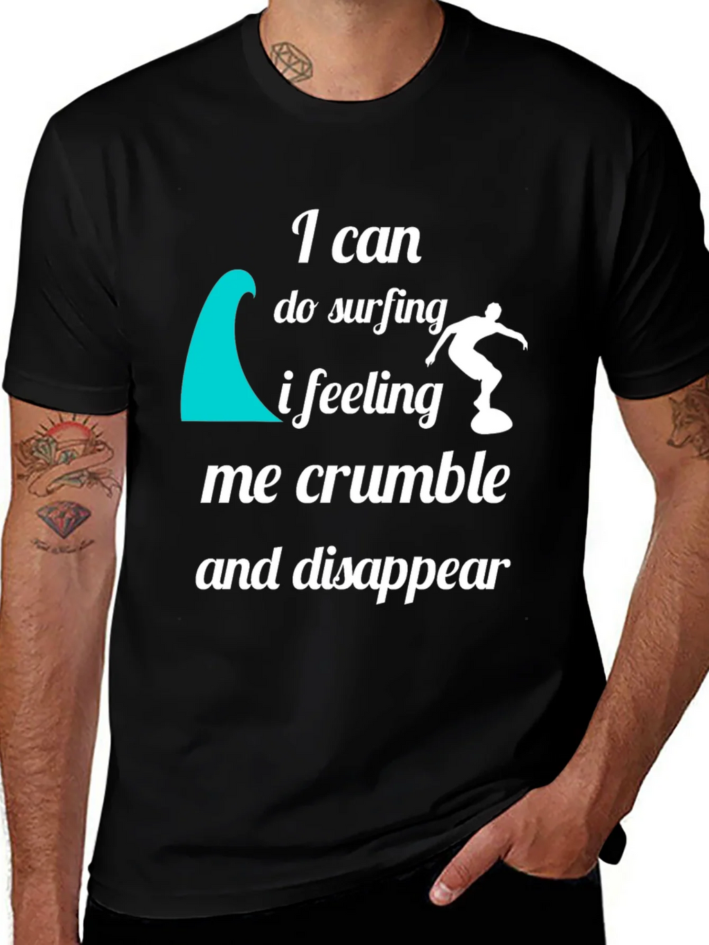 Surfing Quote Graphic T-Shirt - Black Crew Neck Tee product image 1