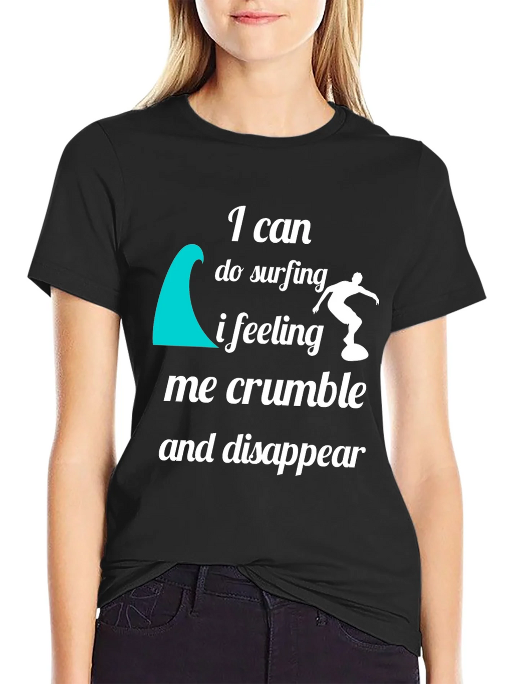 Surfing Quote Graphic T-Shirt - Black Crew Neck Tee product image 5