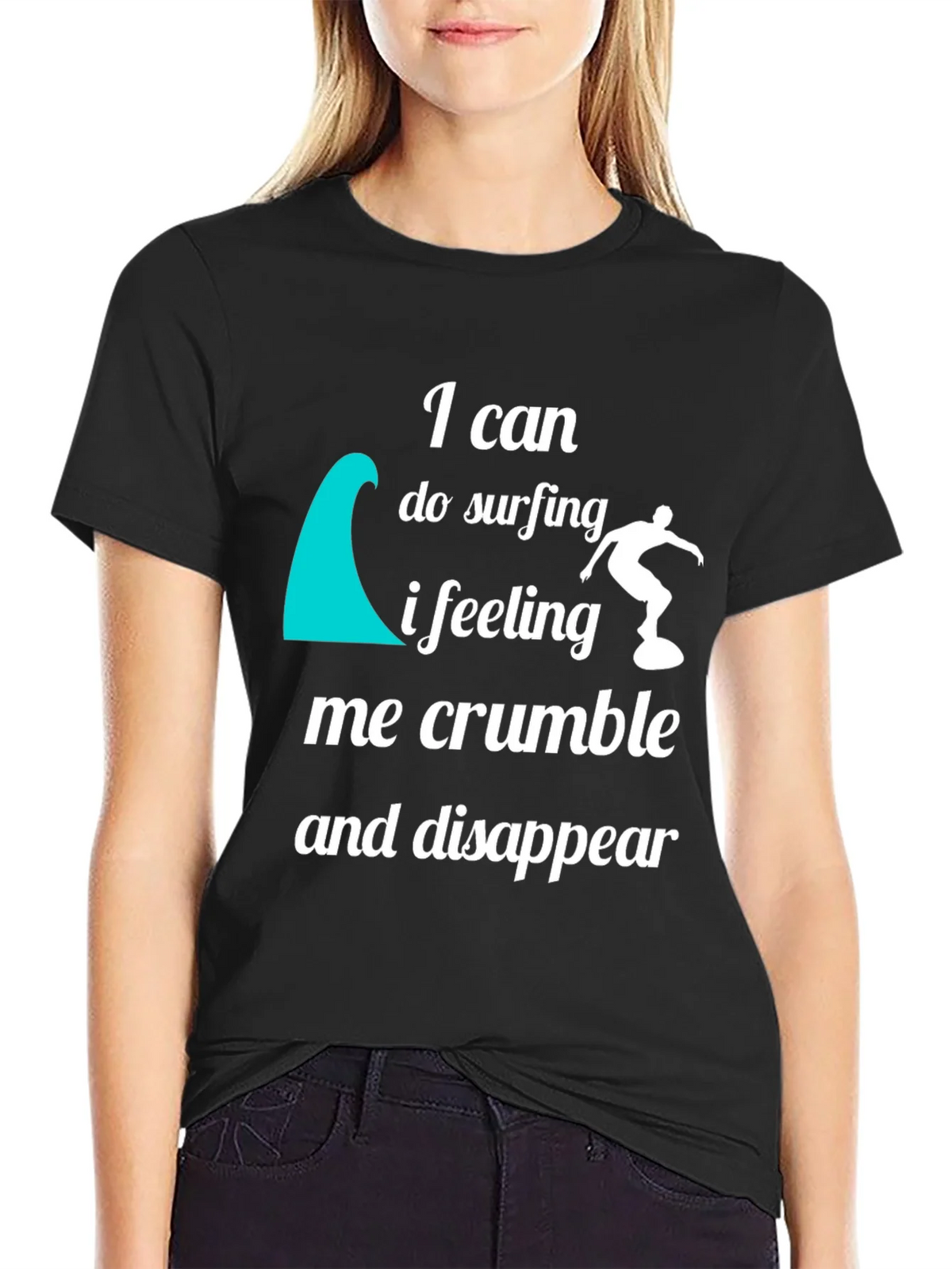 Surfing Quote Graphic T-Shirt - Black Crew Neck Tee product image 5