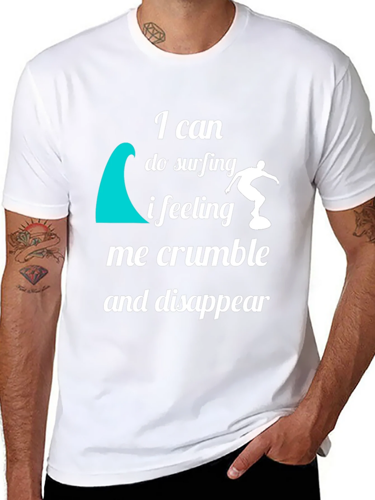 Surfing Quote Graphic T-Shirt - Black Crew Neck Tee product image 10