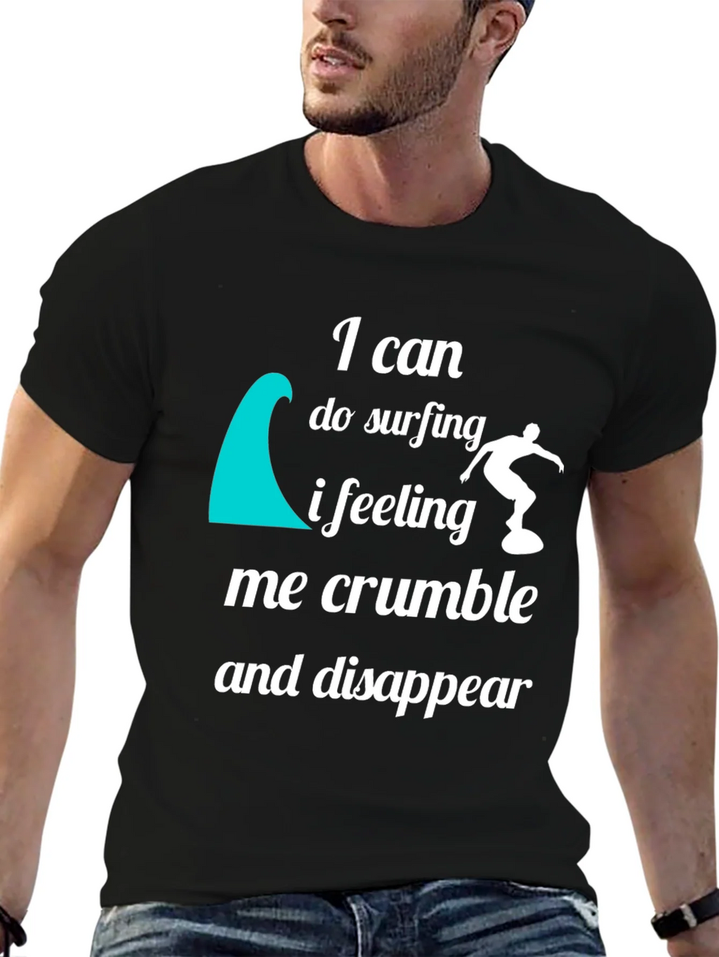Surfing Quote Graphic T-Shirt - Black Crew Neck Tee product image 9