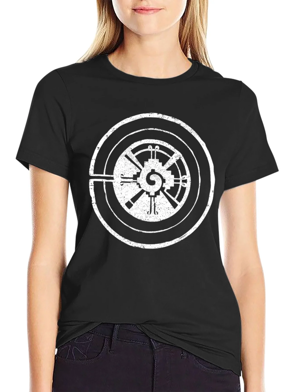Geometric Graphic Tee - Black Cotton T-Shirt product image 5