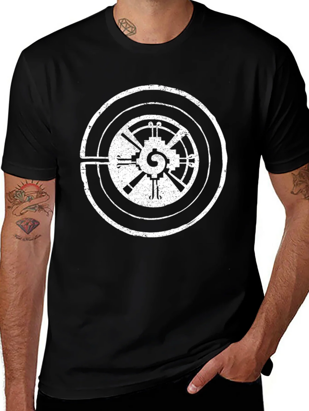 Geometric Graphic Tee - Black Cotton T-Shirt product image 1