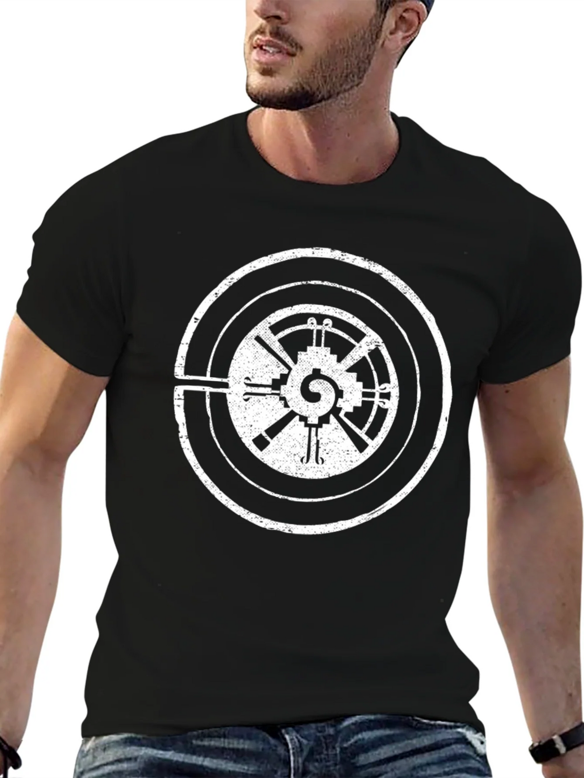 Geometric Graphic Tee - Black Cotton T-Shirt product image 9