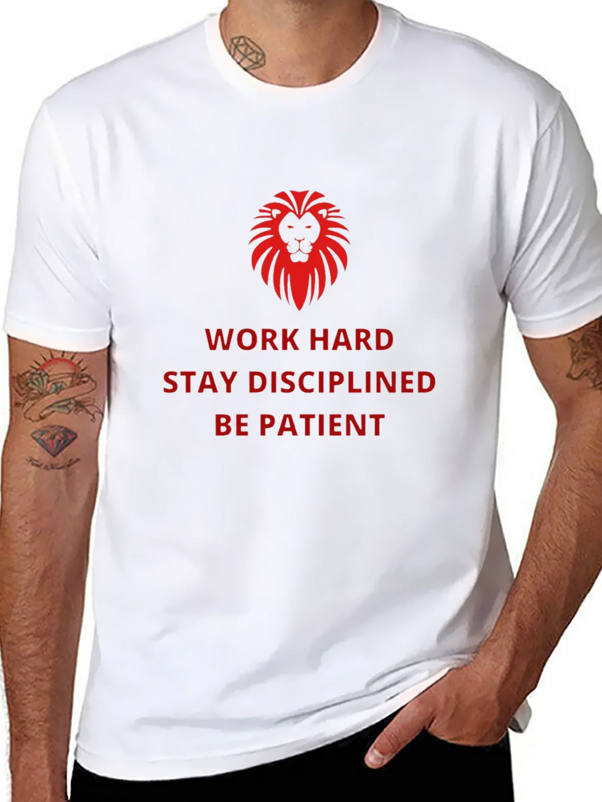 Motivational Lion Graphic Black T-Shirt product image 10