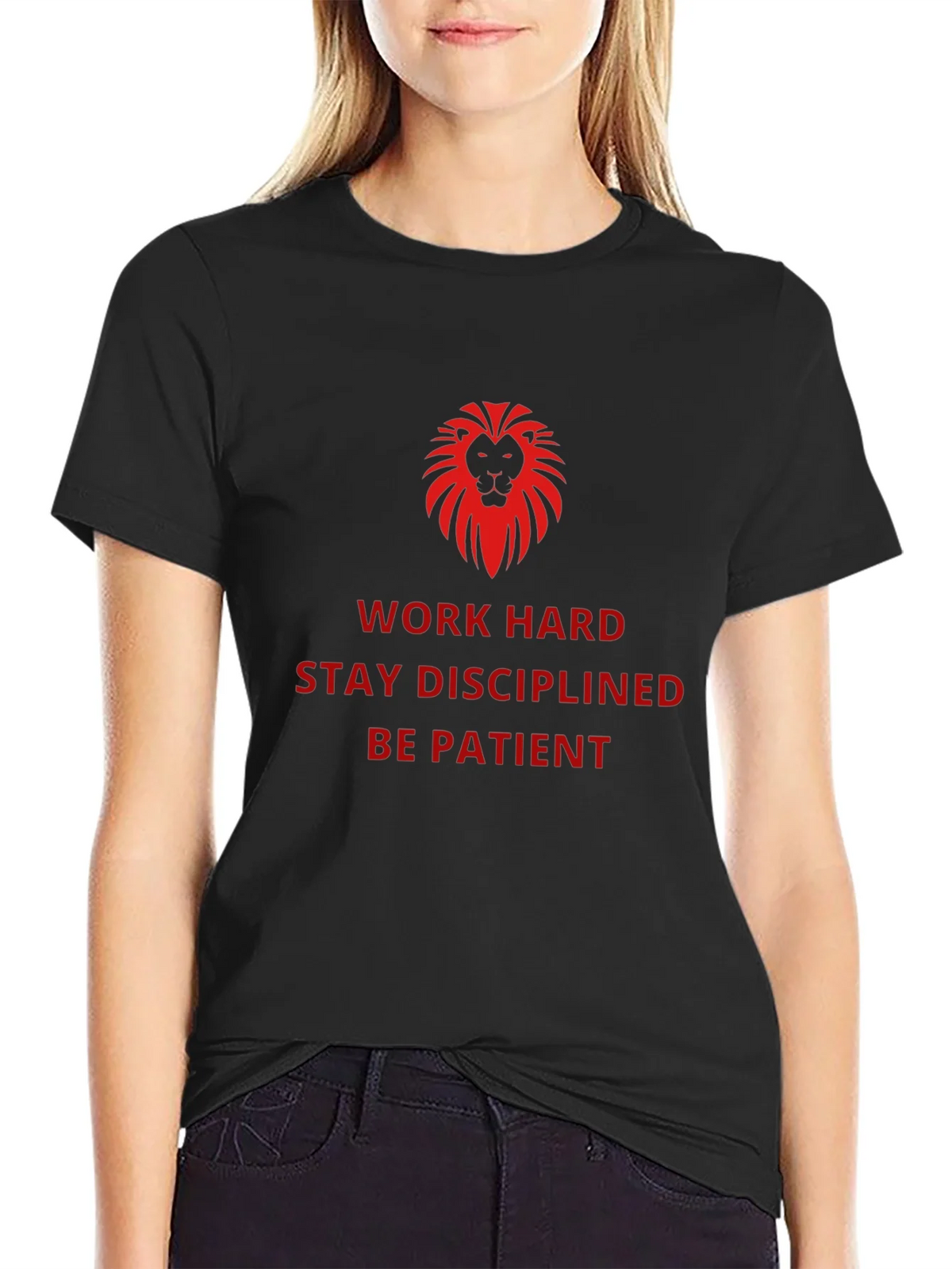 Motivational Lion Graphic Black T-Shirt product image 5