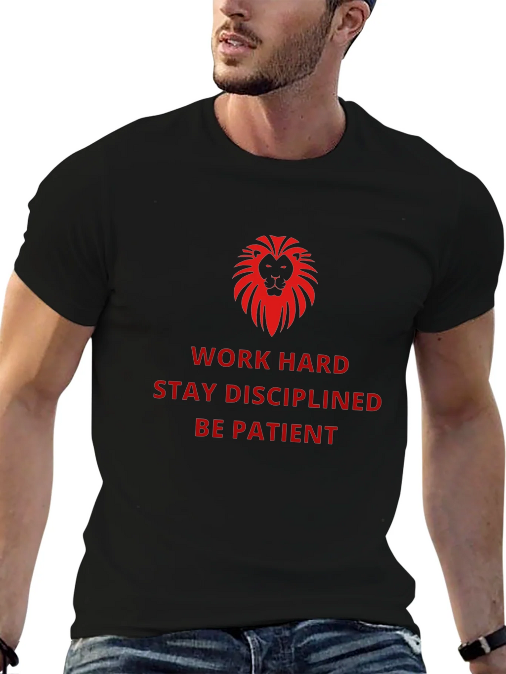 Motivational Lion Graphic Black T-Shirt product image 9
