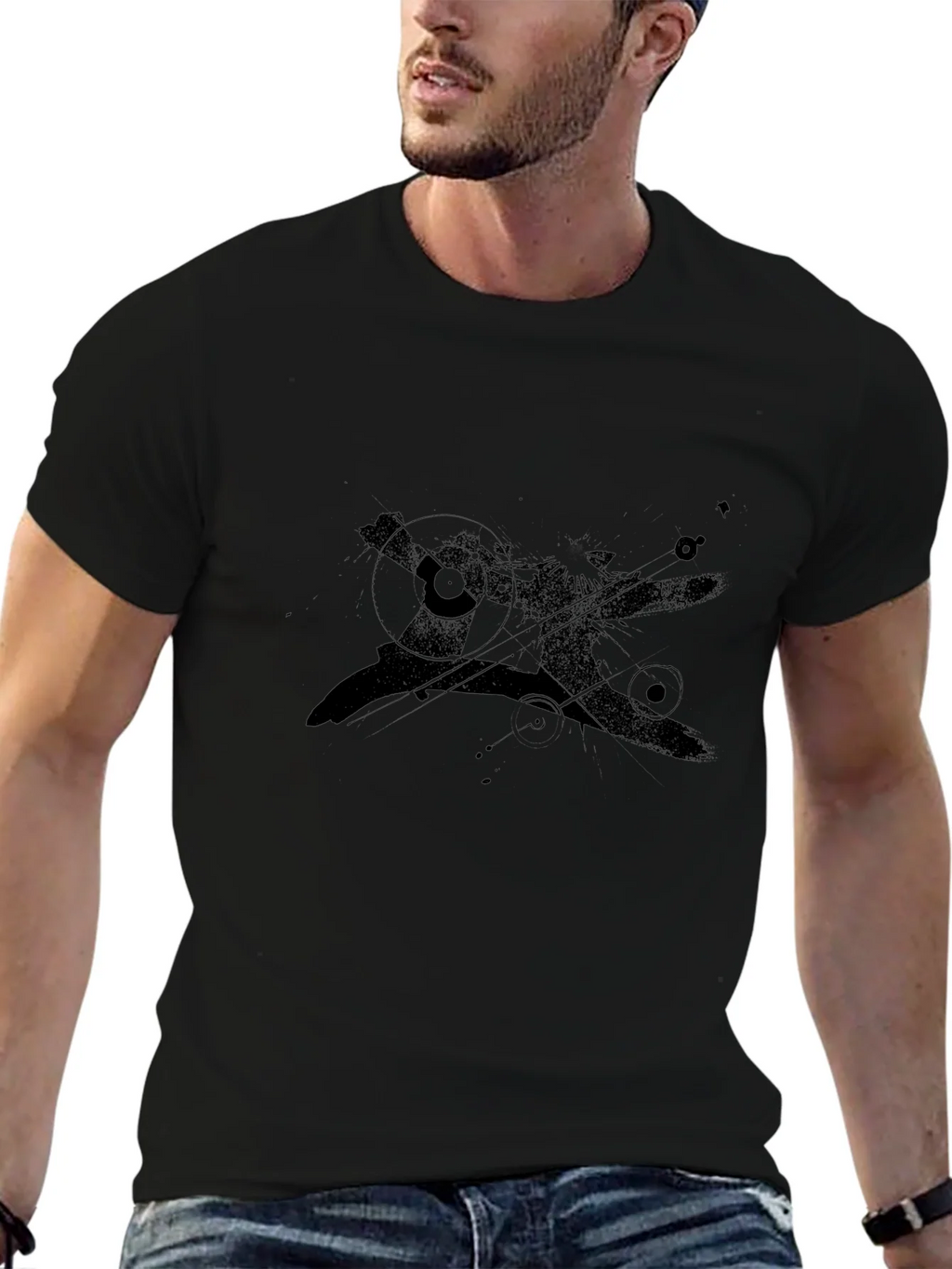 Mens Black Graphic Print Crew Neck Tee product image 9