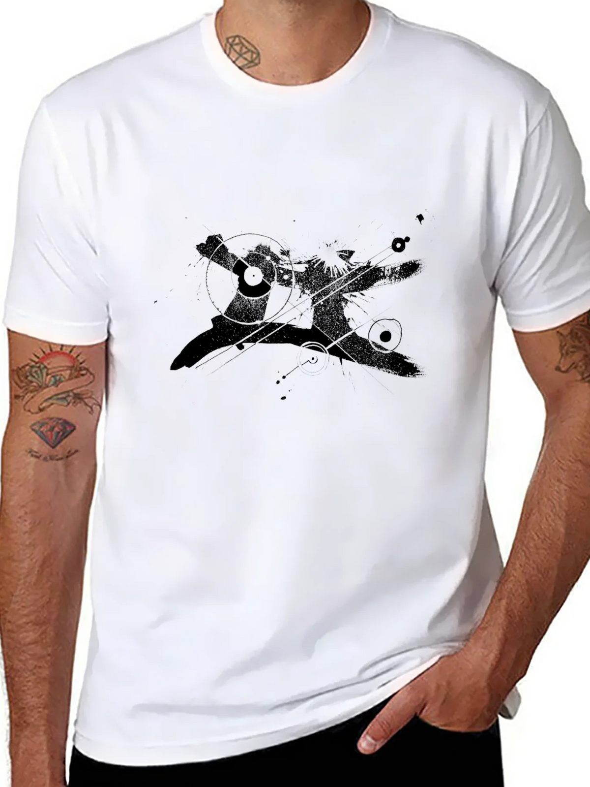 Mens Black Graphic Print Crew Neck Tee product image 10