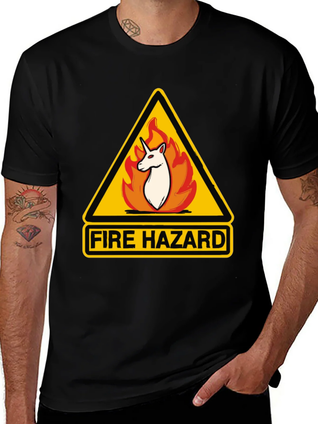 Fire Hazard Unicorn Graphic Tee - Black Cotton T-Shirt product image 1