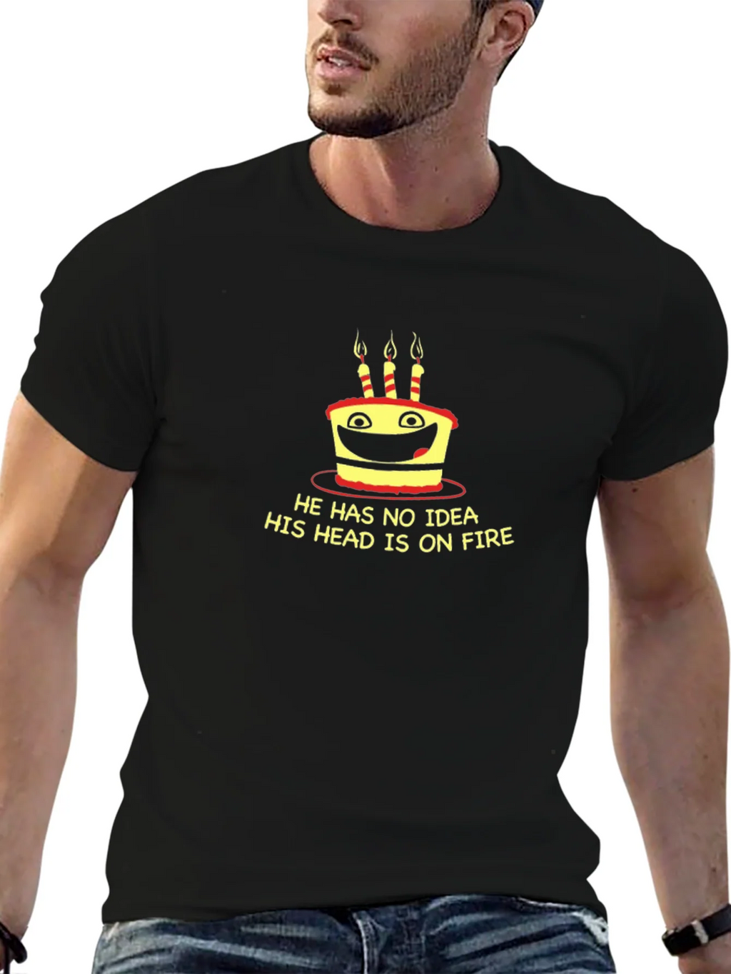 Funny Cake On Fire Graphic Tee - Black T-Shirt product image 8