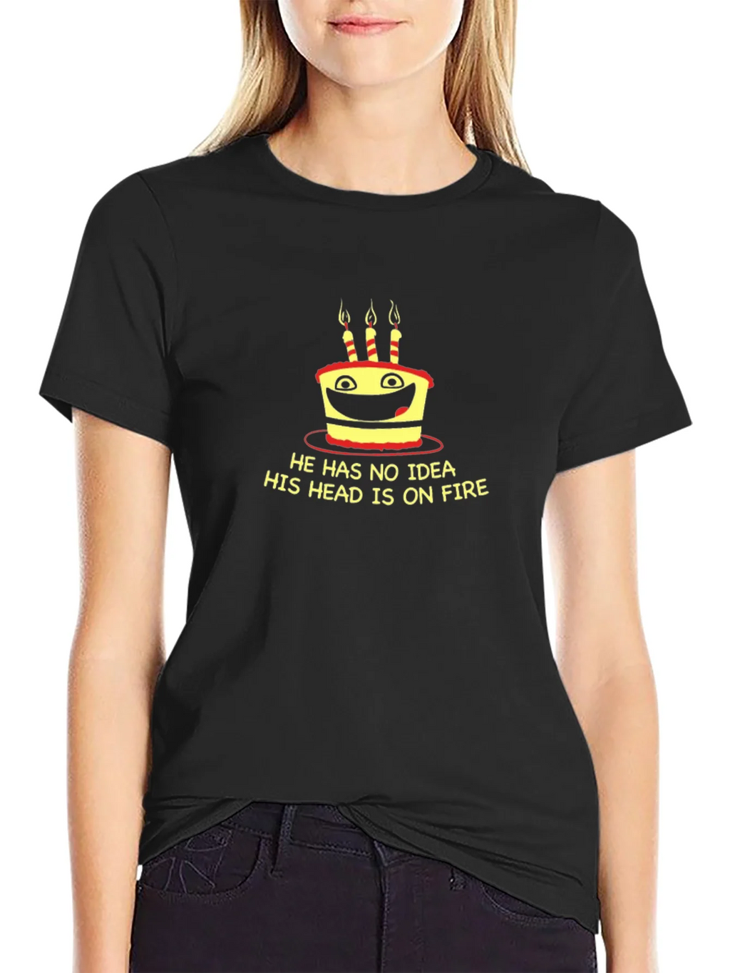 Funny Cake On Fire Graphic Tee - Black T-Shirt product image 5