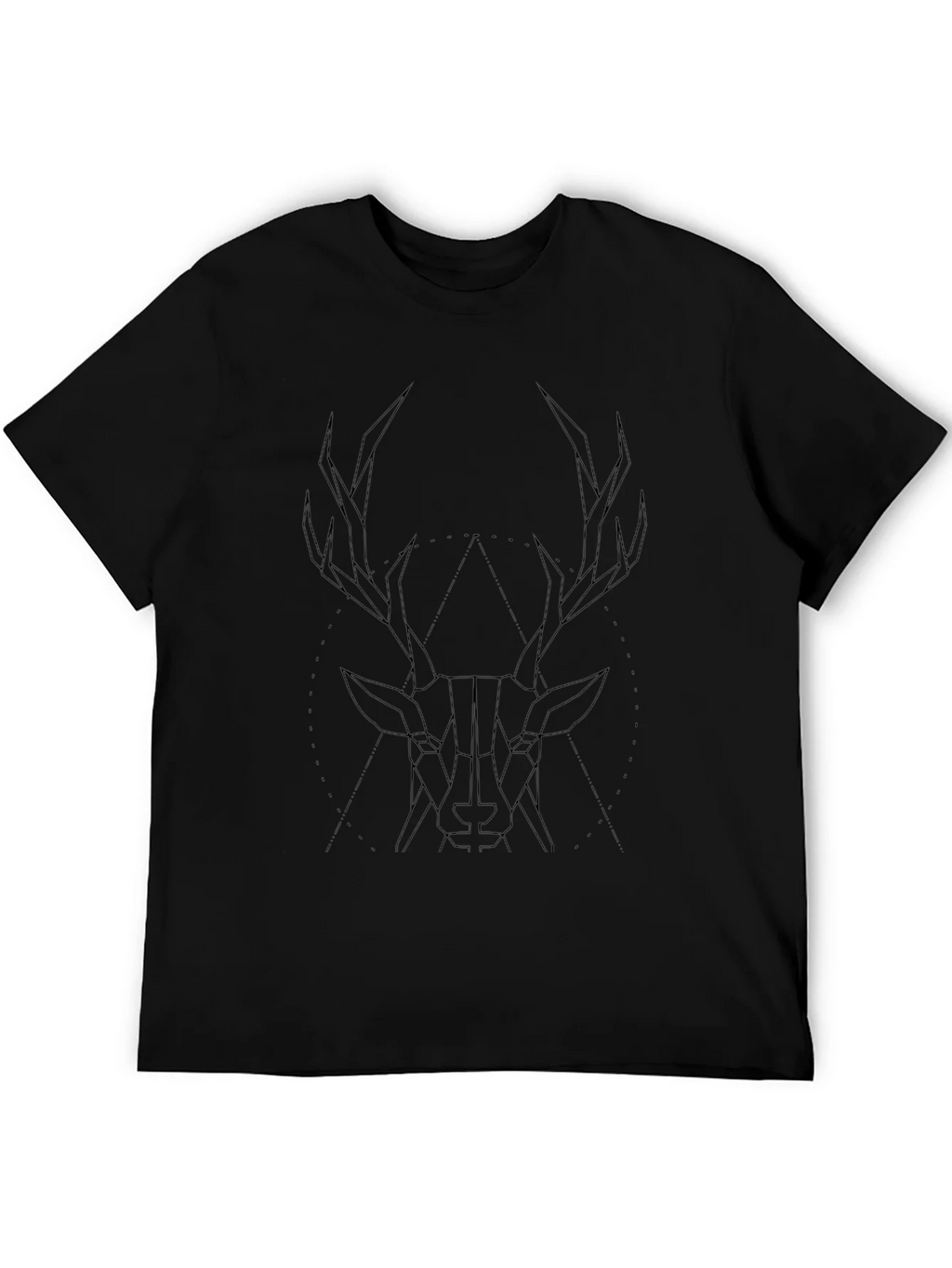 Geometric Stag Graphic Tee - Black Cotton Blend product image 8