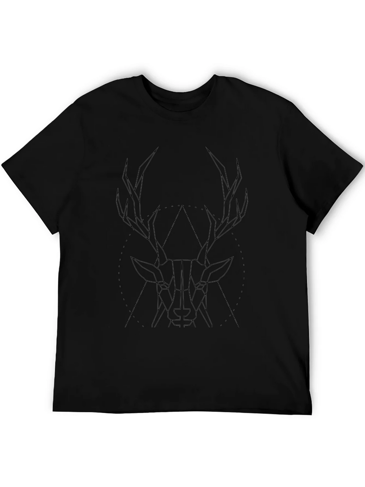 Geometric Stag Graphic Tee - Black Cotton Blend product image 8