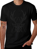 Geometric Stag Graphic Tee - Black Cotton Blend product image 1