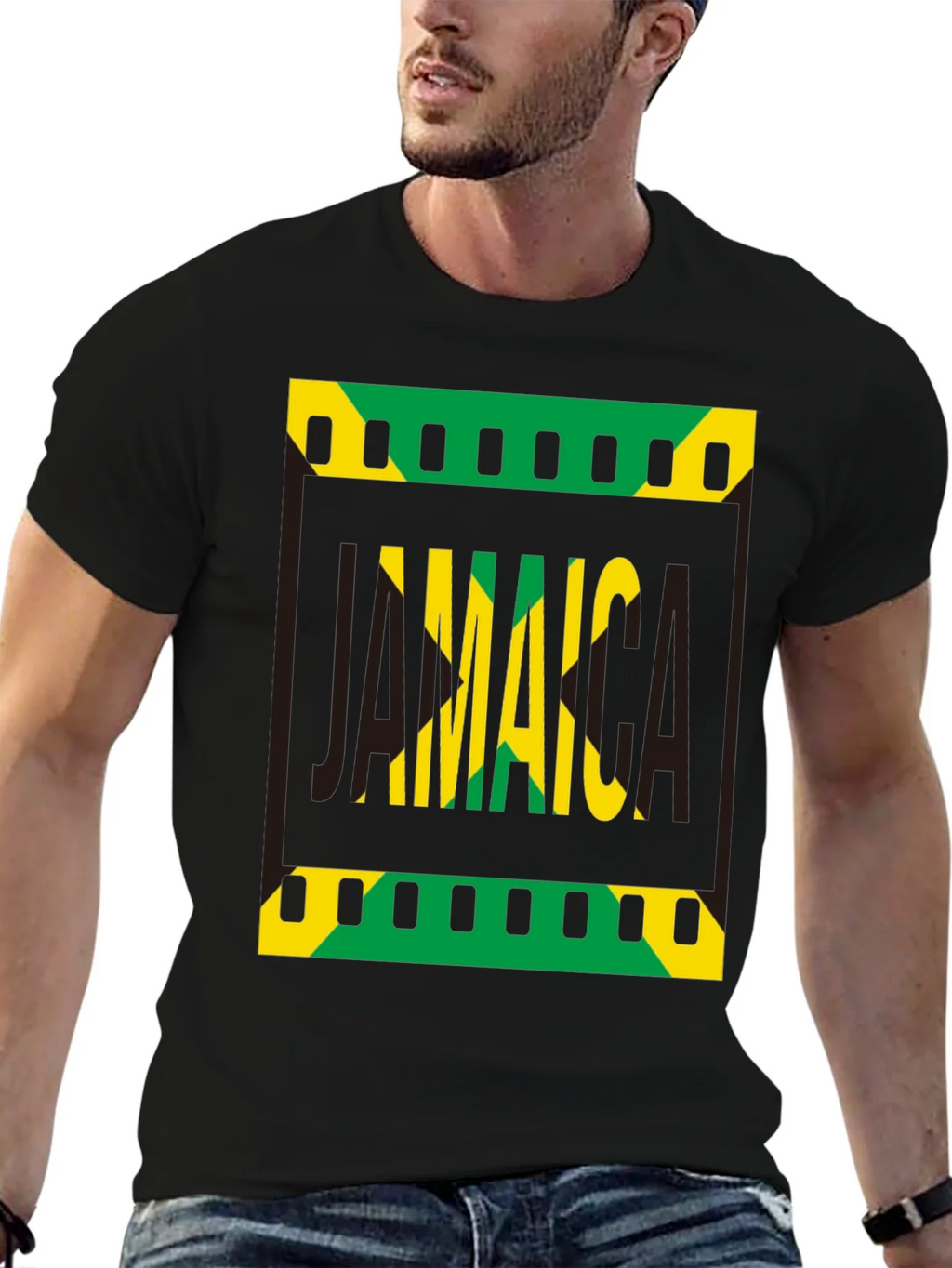 Jamaica Flag Graphic Print Black T-Shirt product image 9