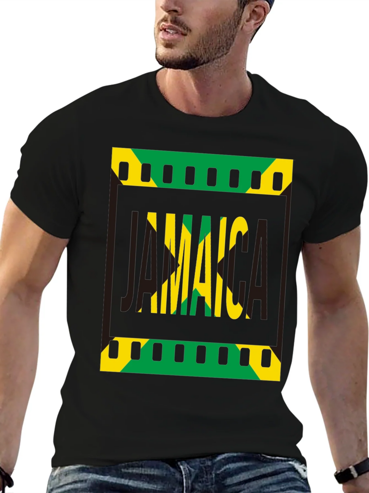 Jamaica Flag Graphic Print Black T-Shirt product image 9