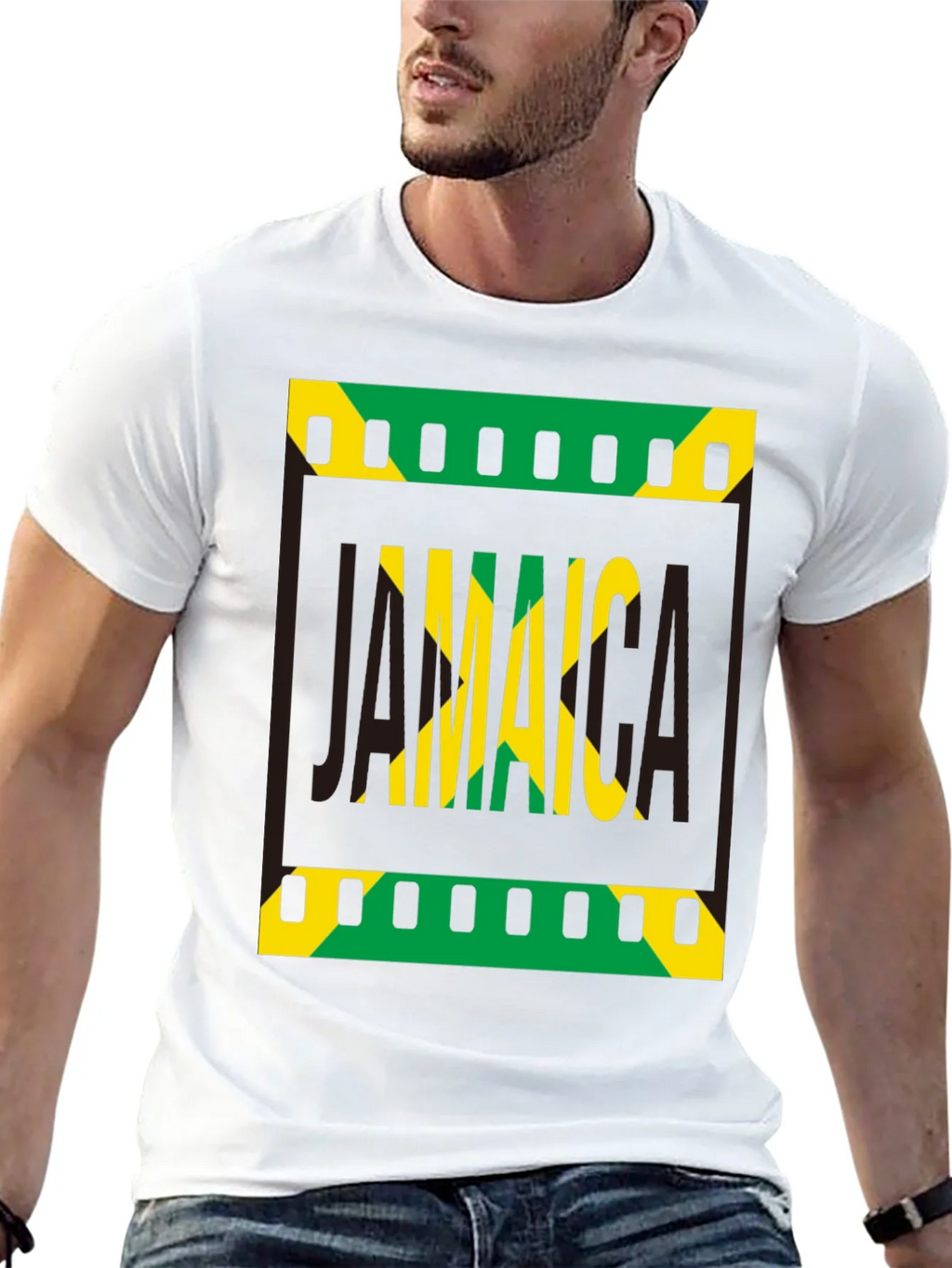 Jamaica Flag Graphic Print Black T-Shirt product image 4