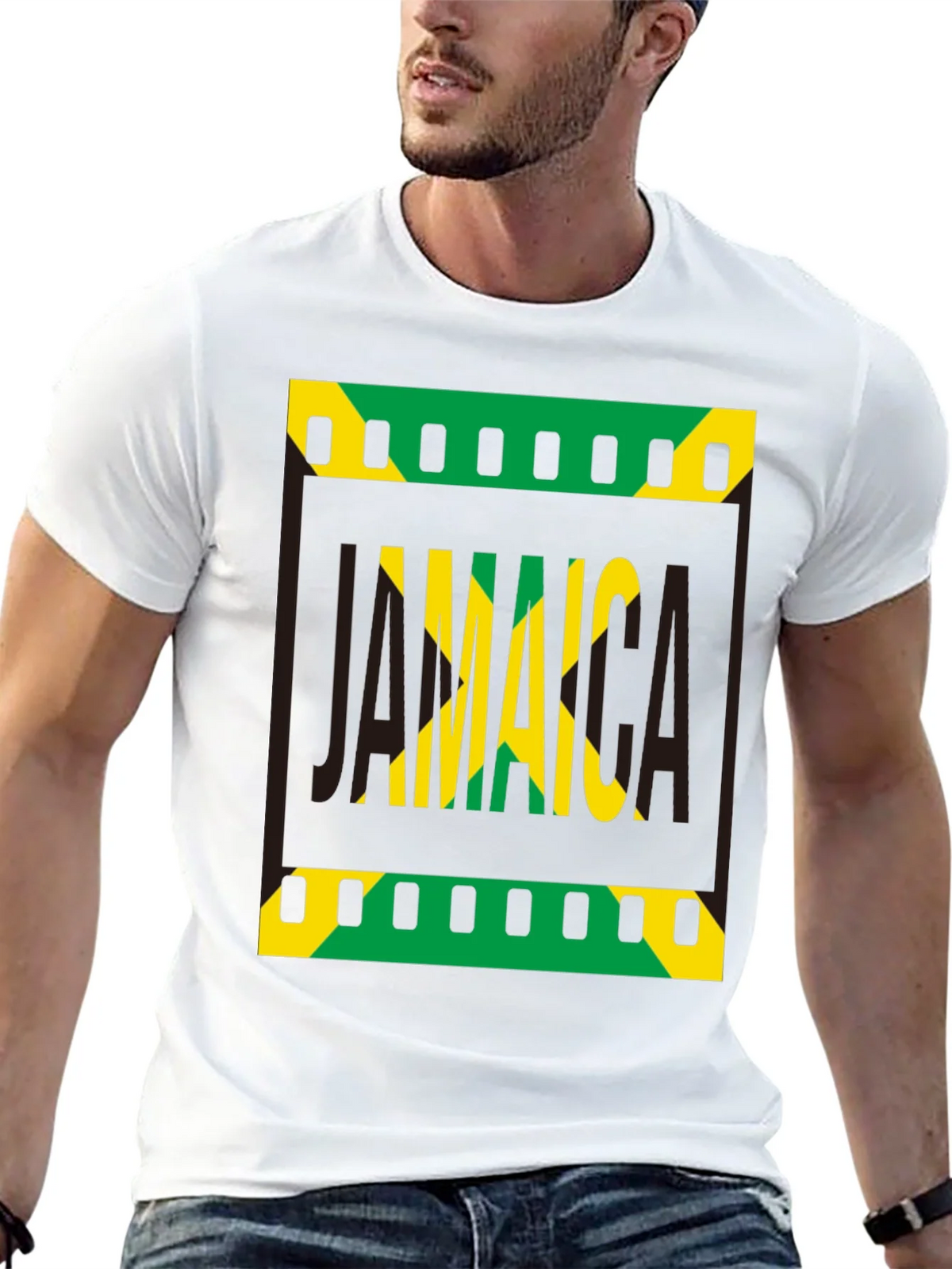 Jamaica Flag Graphic Print Black T-Shirt product image 4