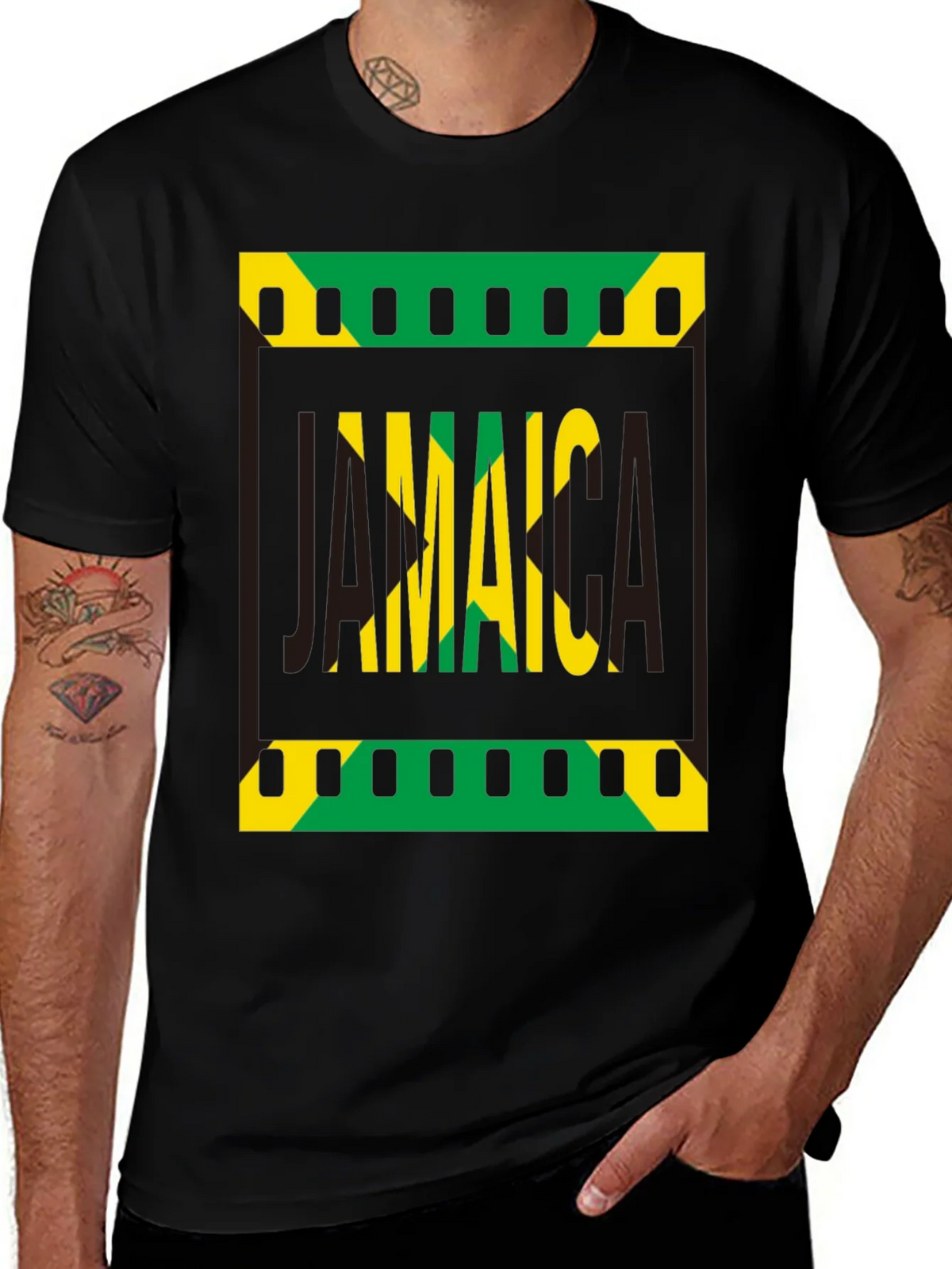Jamaica Flag Graphic Print Black T-Shirt product image 1