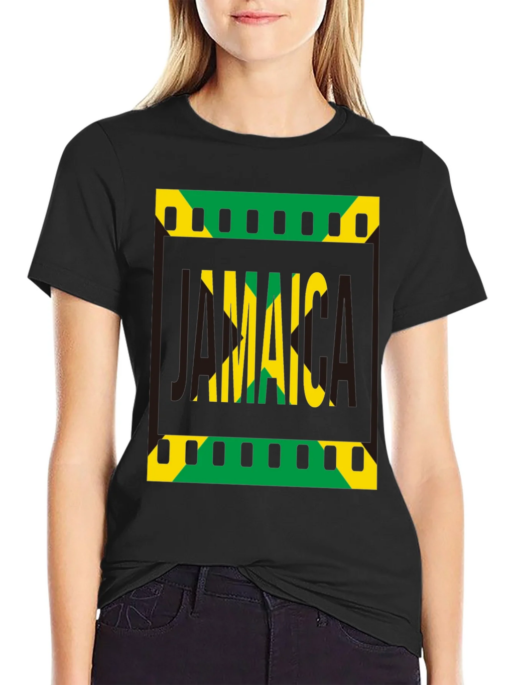 Jamaica Flag Graphic Print Black T-Shirt product image 5
