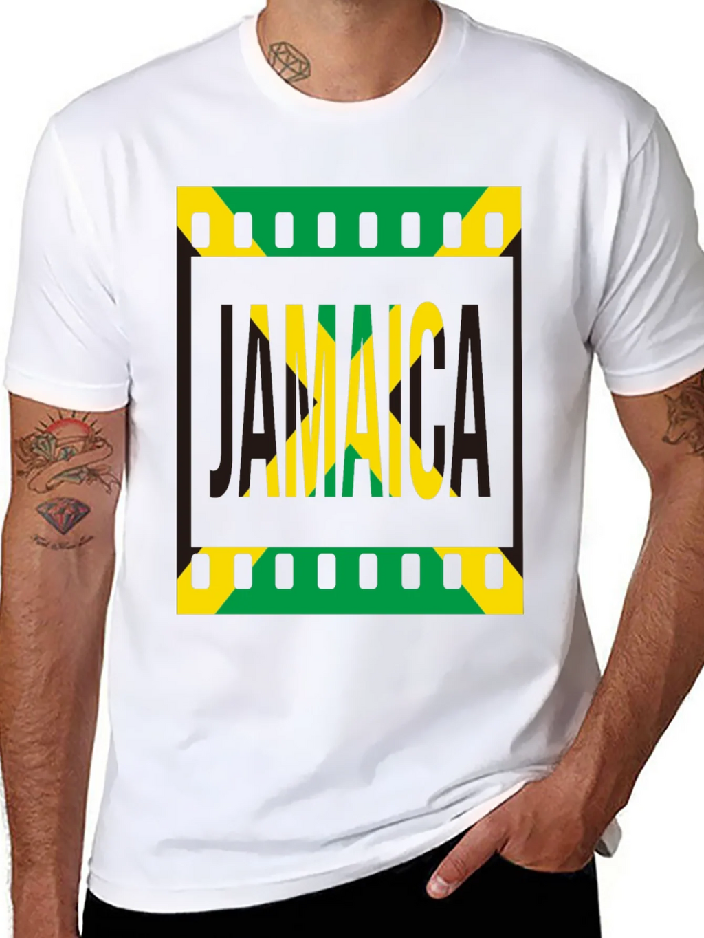 Jamaica Flag Graphic Print Black T-Shirt product image 10