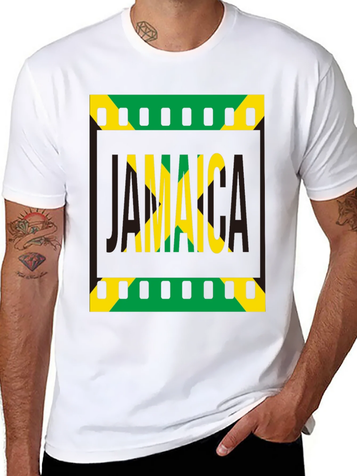 Jamaica Flag Graphic Print Black T-Shirt product image 10