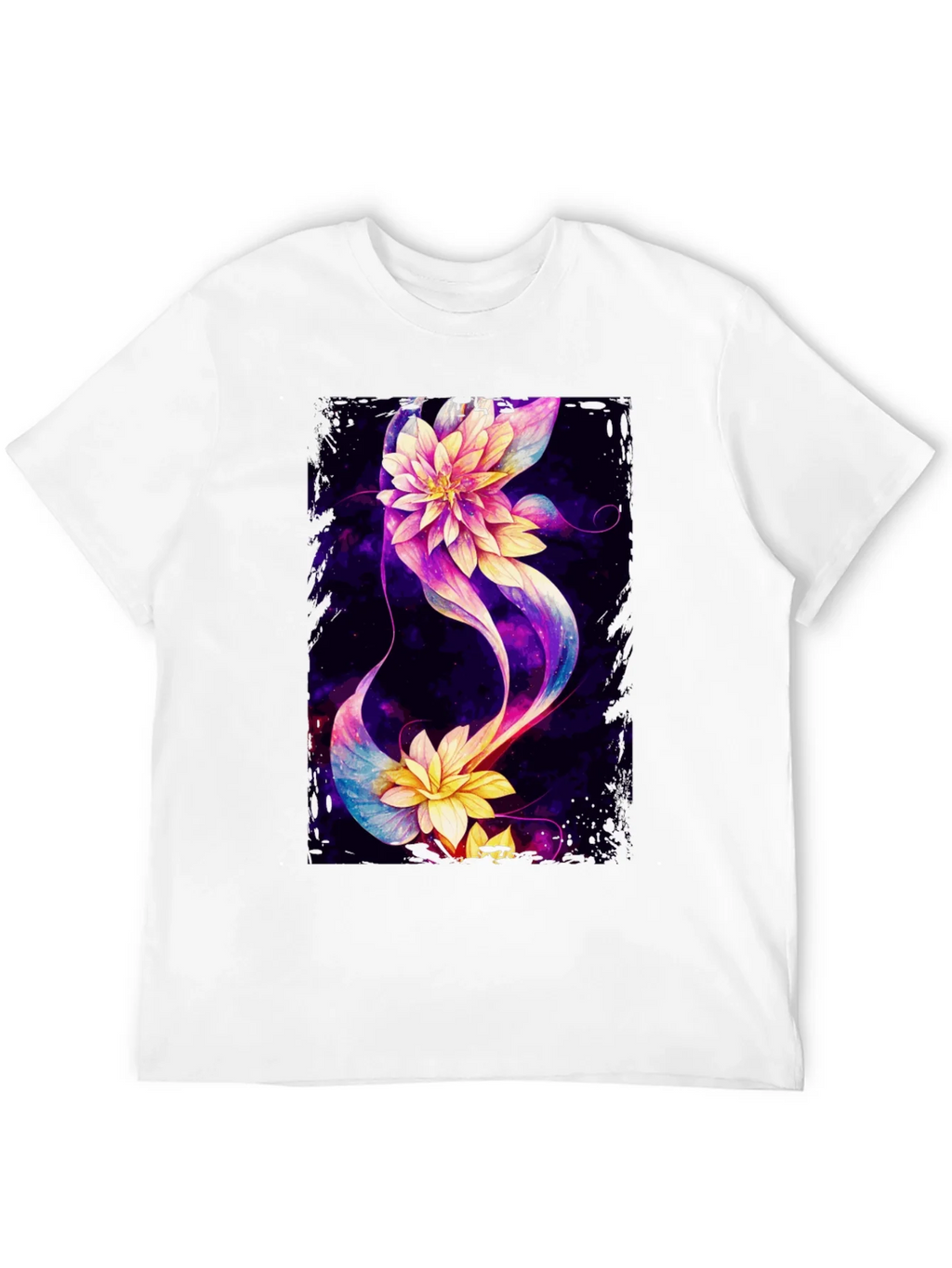 Floral Galaxy Black T-Shirt - Unique Design product image 3