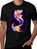 Floral Galaxy Black T-Shirt - Unique Design product image 1