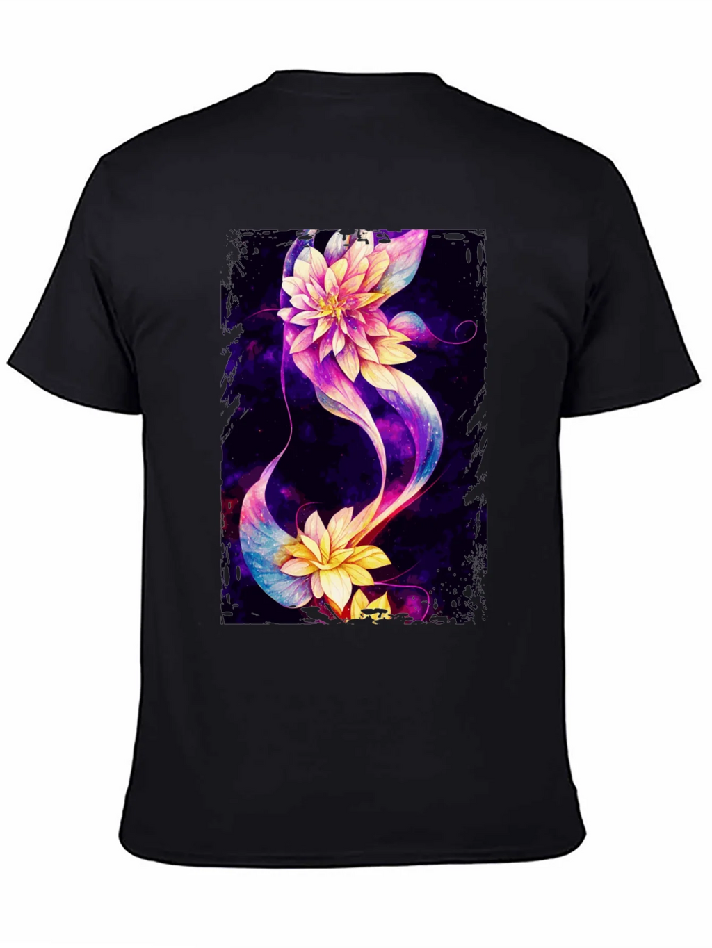 Floral Galaxy Black T-Shirt - Unique Design product image 7