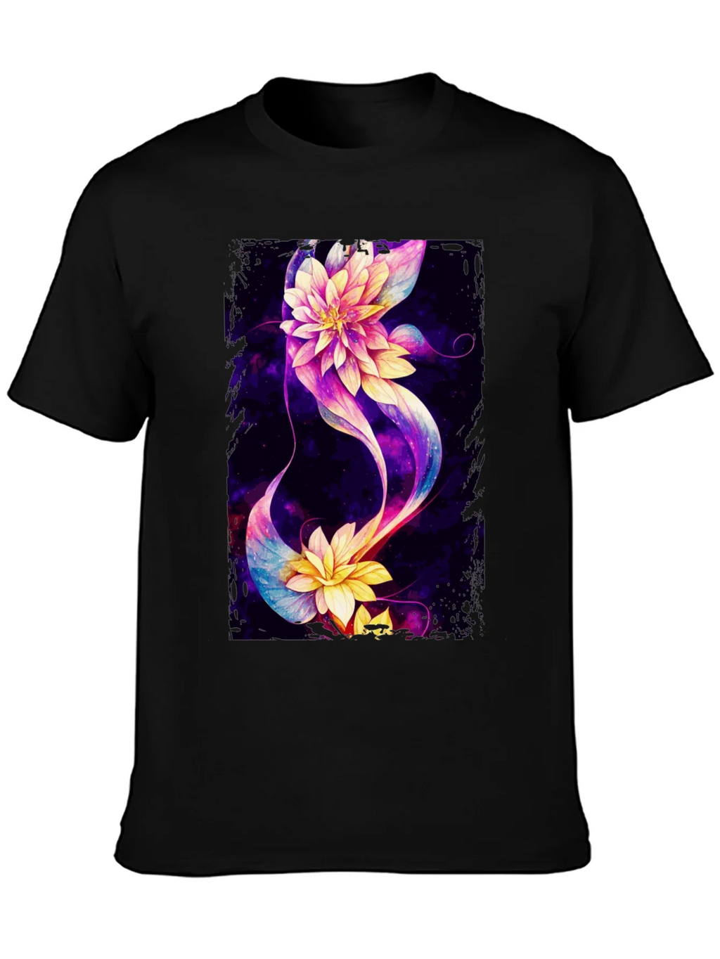 Floral Galaxy Black T-Shirt - Unique Design product image 6